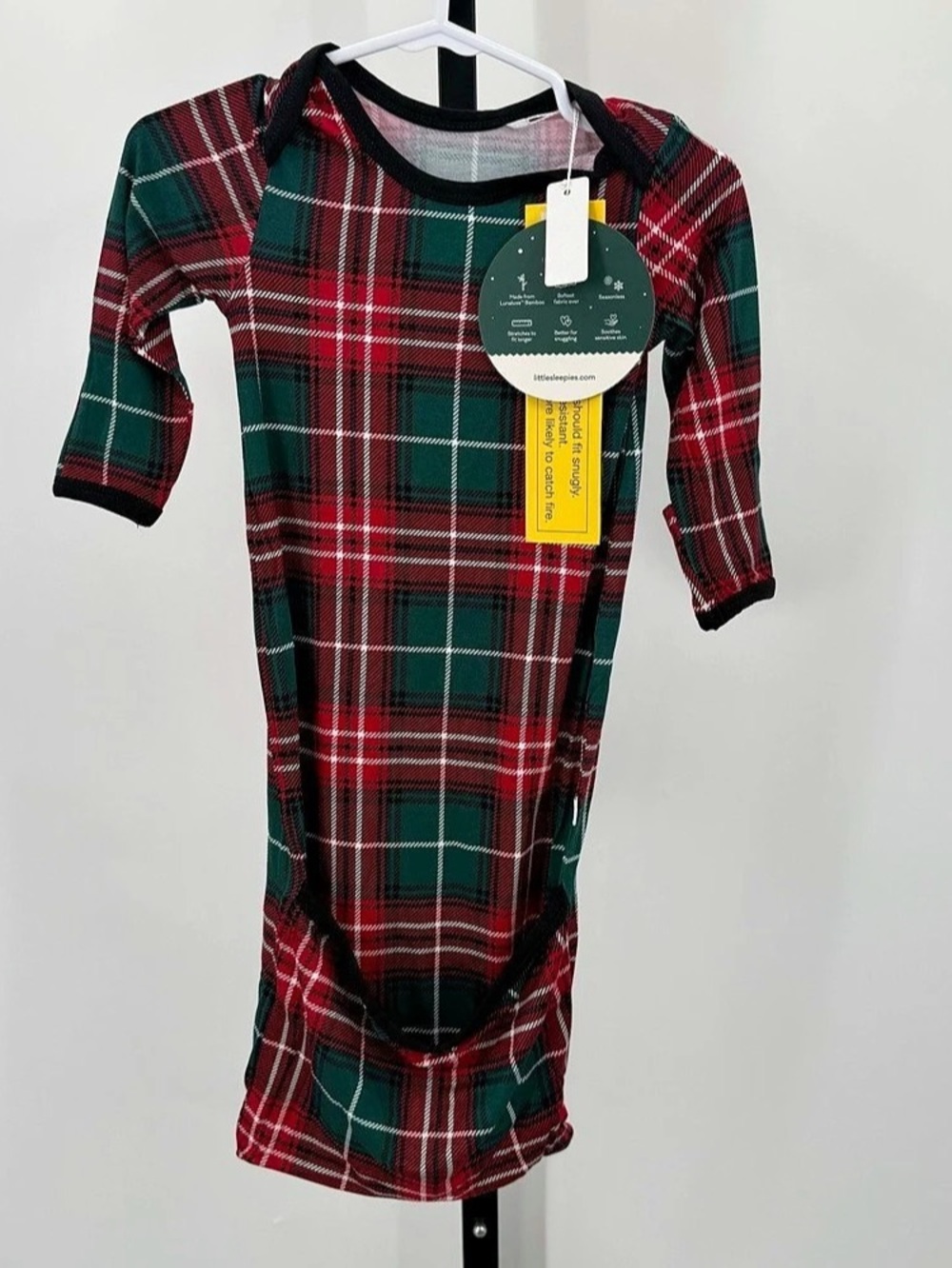 Little Sleepies Noel Plaid Infant Gown Red & Green Newborn